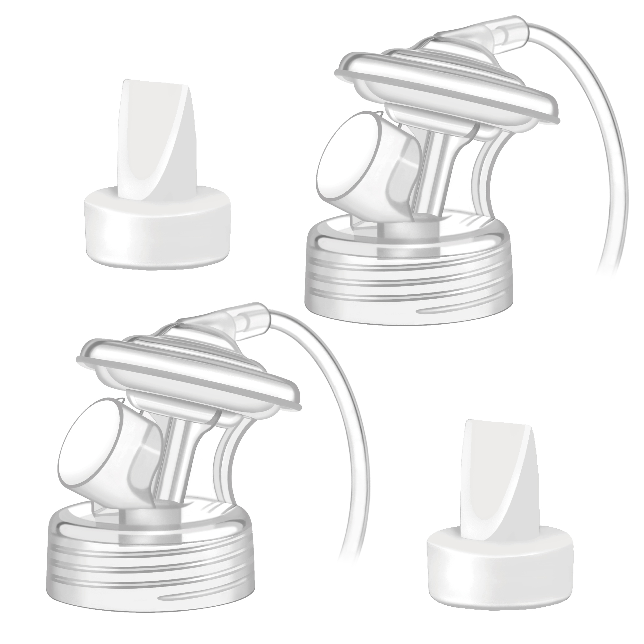 (image for) Maymom Pump Parts for Lansinoh/Pigeon Breastpump; Wide-Mouth Connector, Valve, Tubing and Backflow Protector; 2 each